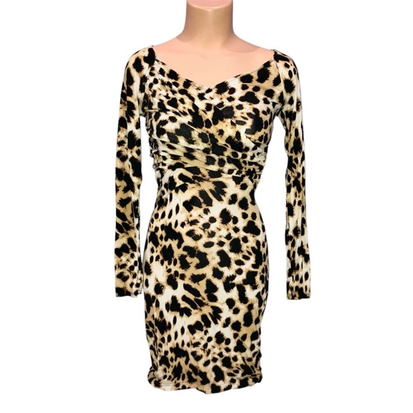 Moda International Dresses & Skirts - *3 for $30!* Office Siren Mob Wife Moda Victorias Secret Ruched Animal Dress XS